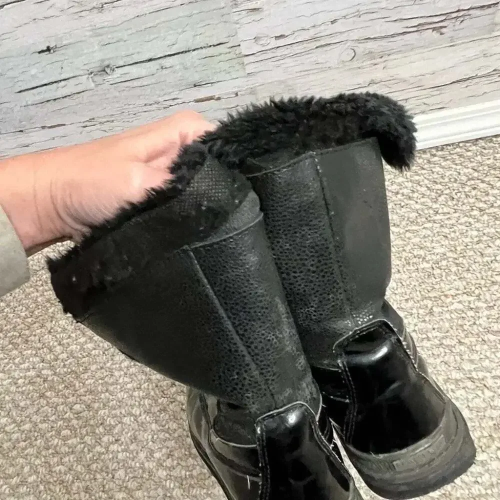 Aquatherm santana black winter  fur warm boots size 6